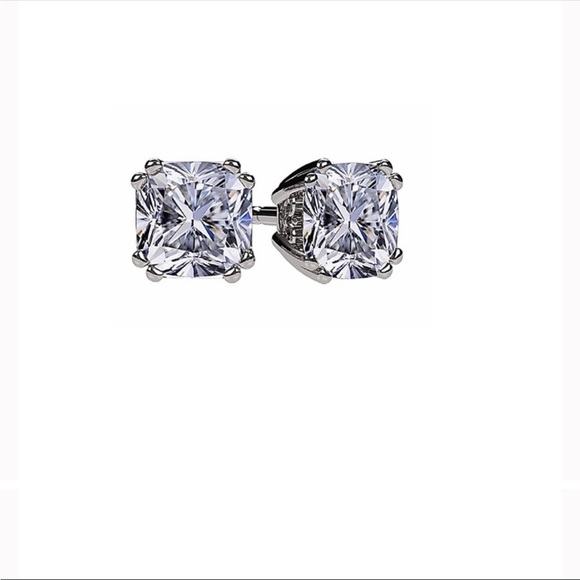 14k 1ct Cushion Cut Earrings - Picture 3 of 11